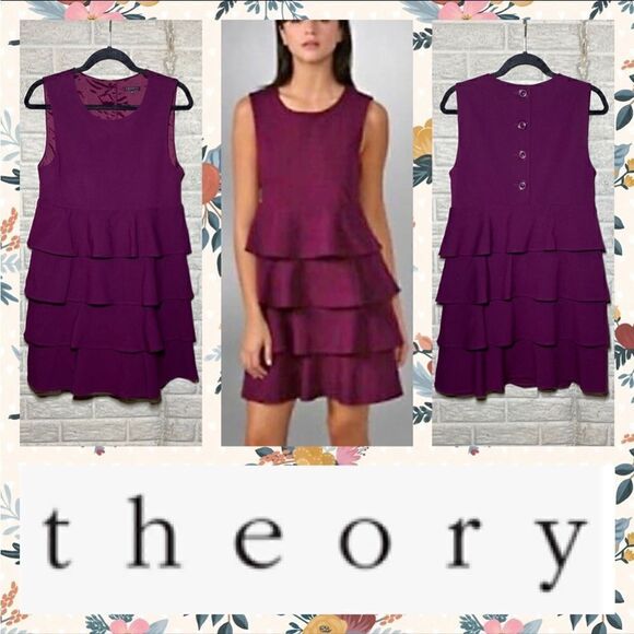 MSRP $335 Theory Selma Ruffled Dress Women's Size Medium - Picture 1 of 10